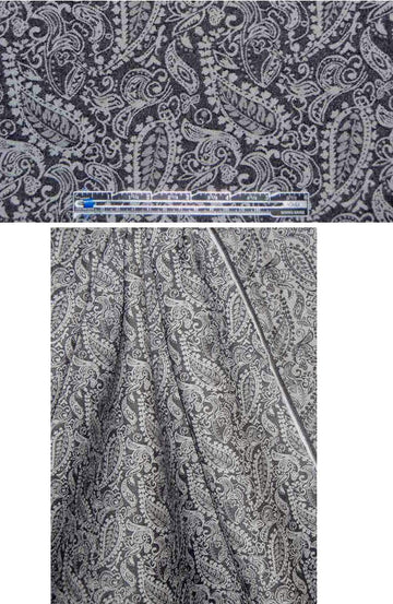 stretch denim jacquard paisley - off black 1.125 yds