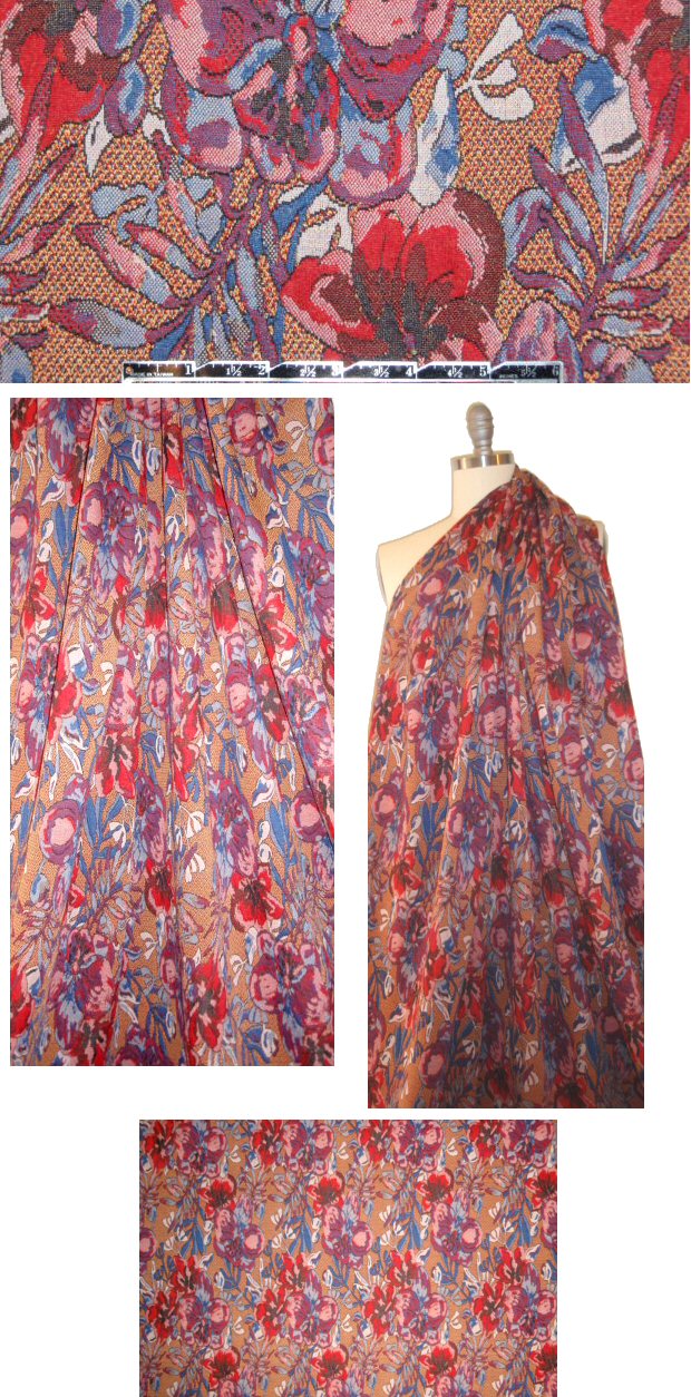 Italian stylized flower doubleknit 1 yard *Minor Flaw*
