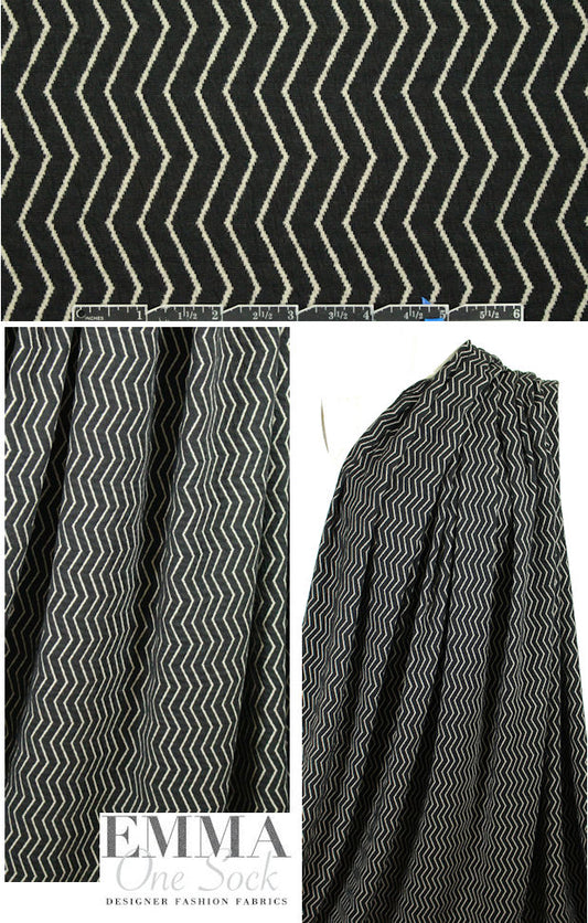 Italian jacquard doubleknit - black/sand chevron 2 yd