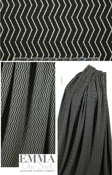 Italian jacquard doubleknit - black/sand chevron 1.375 yds