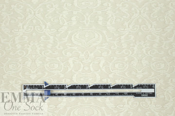 French scroll graphic textured jacquard knit - creamy white 1.25 yds