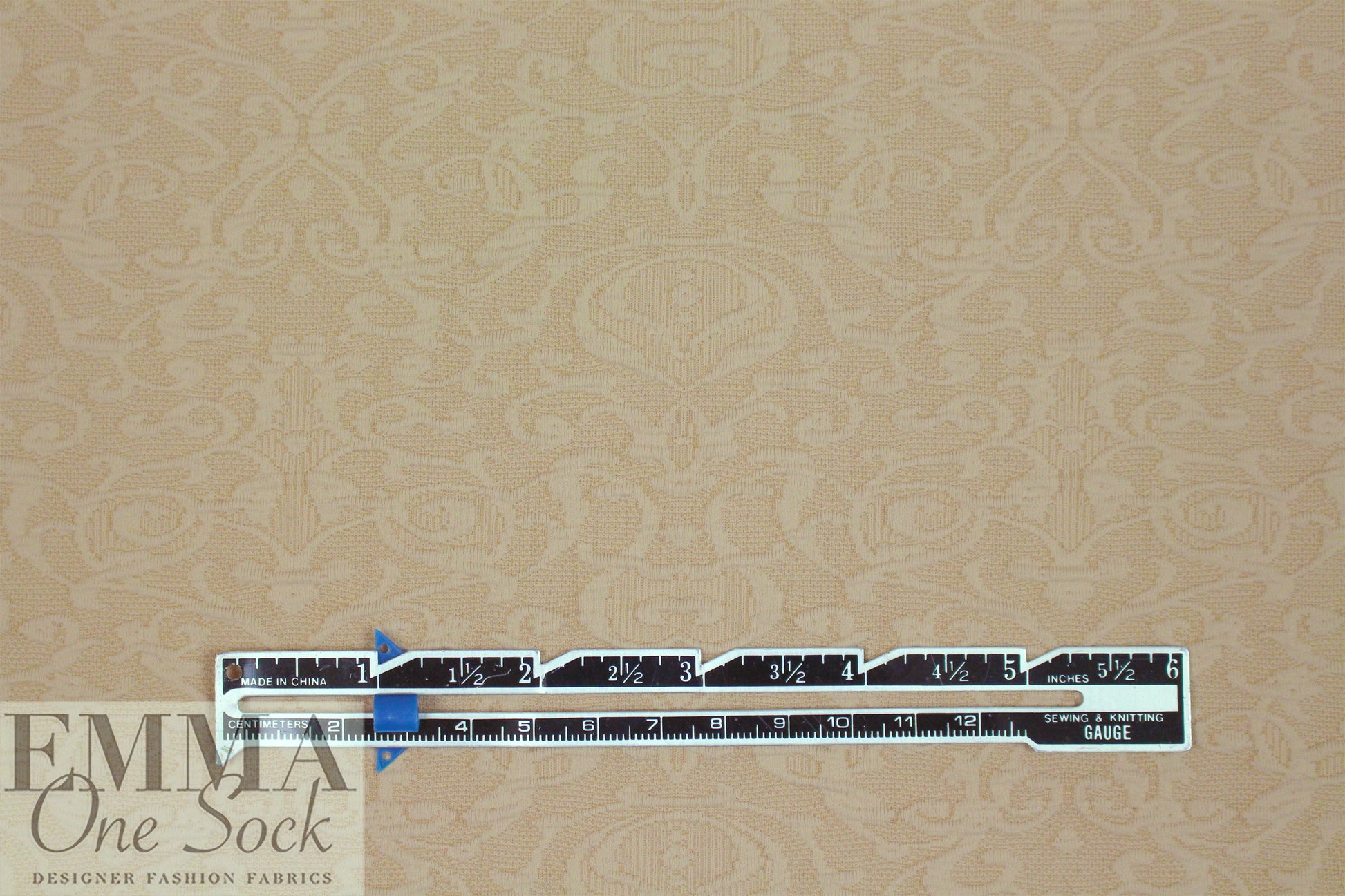 French scroll graphic textured jacquard knit - beige 1 yard