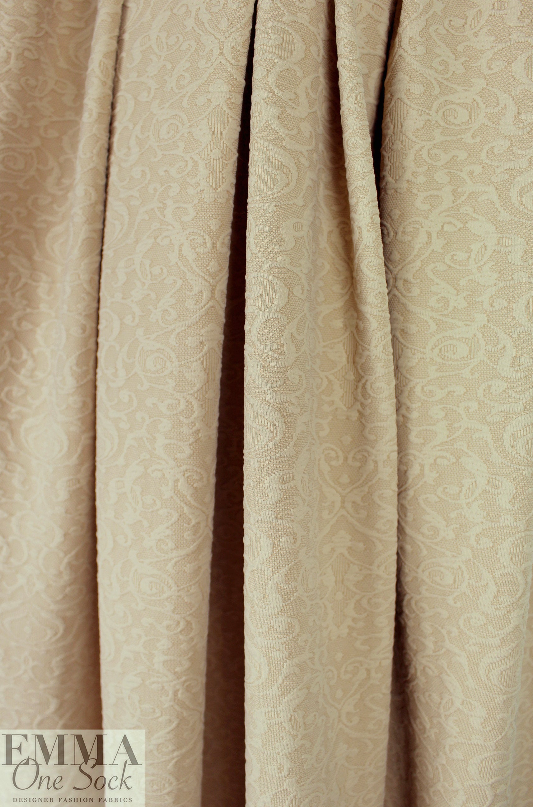 French scroll graphic textured jacquard knit - beige .75 yds