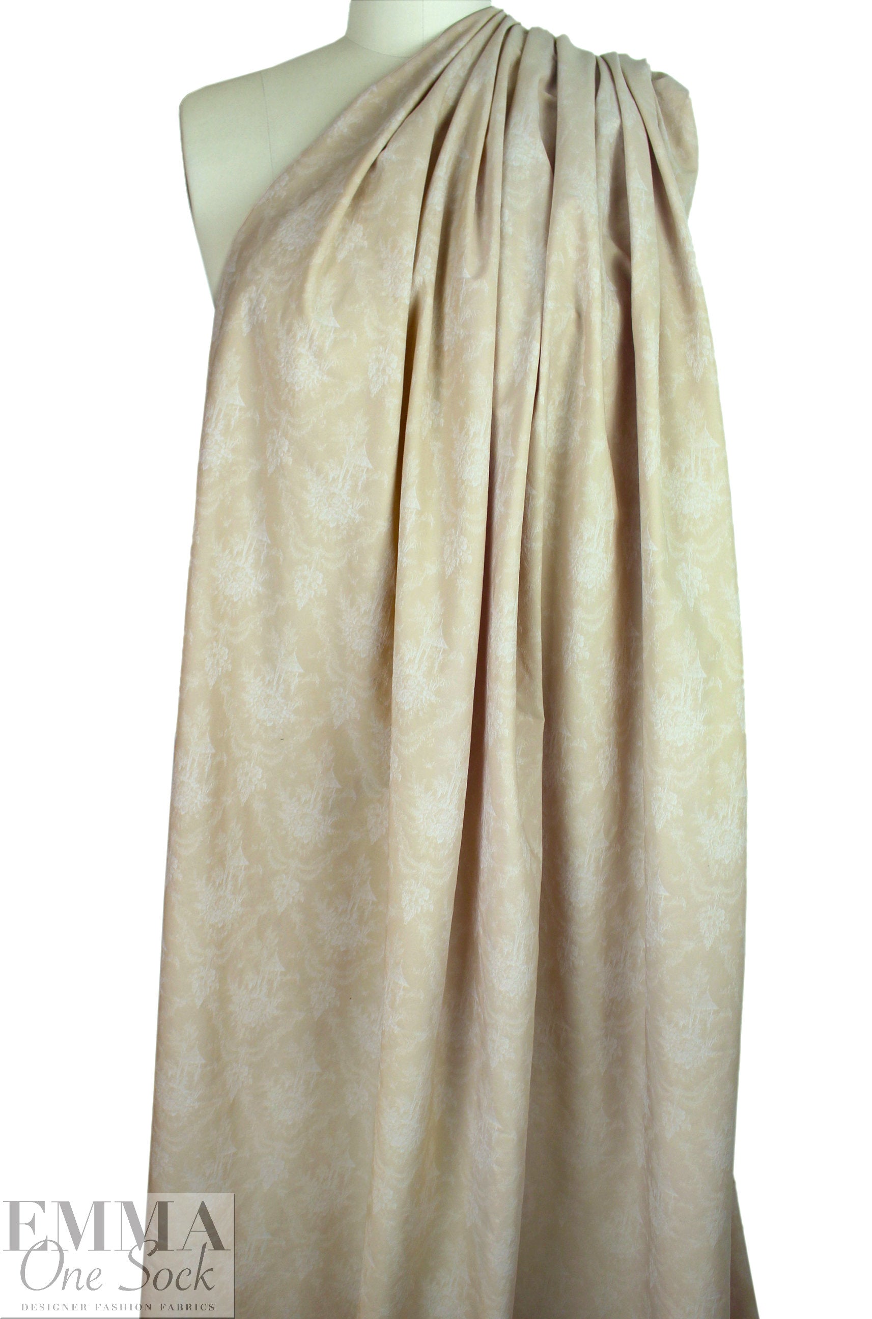 French gazebo design jacquard stretch woven - light beige 2.25 yd