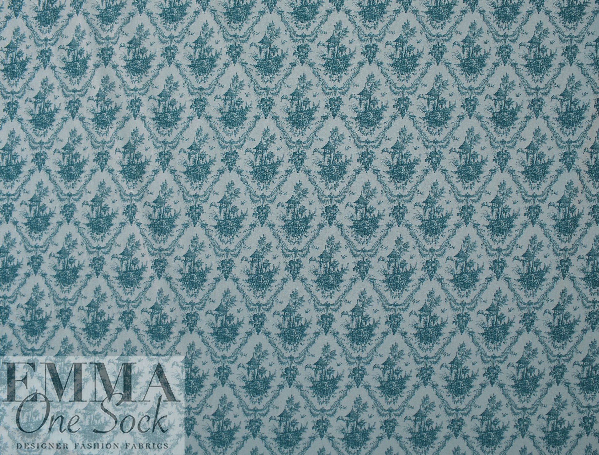 French gazebo design jacquard stretch woven - lagoon 1.5 yd