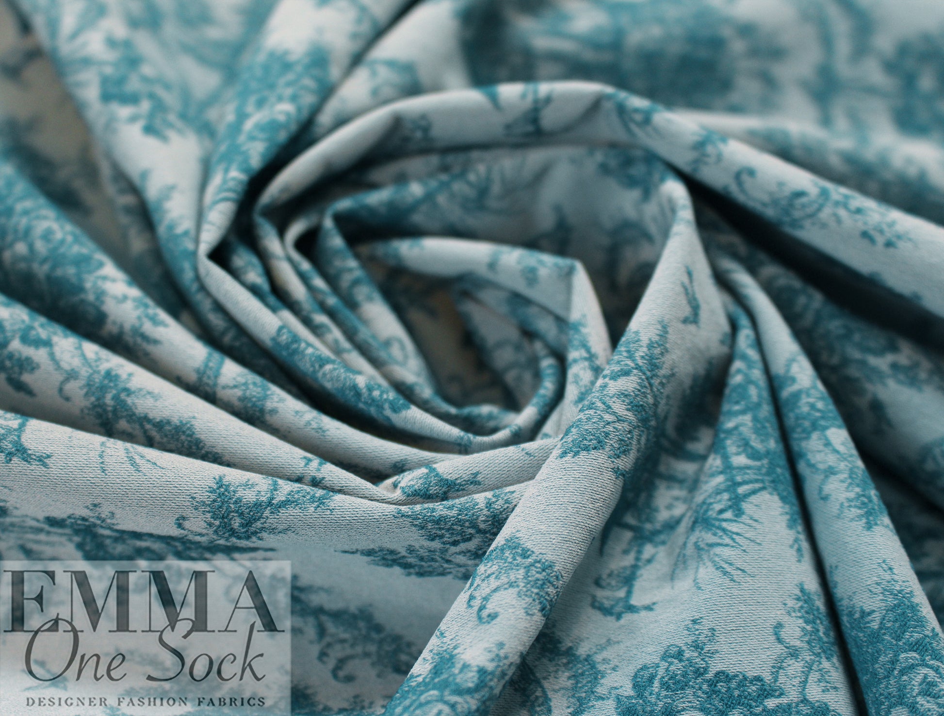 French gazebo design jacquard stretch woven - lagoon 1.5 yd