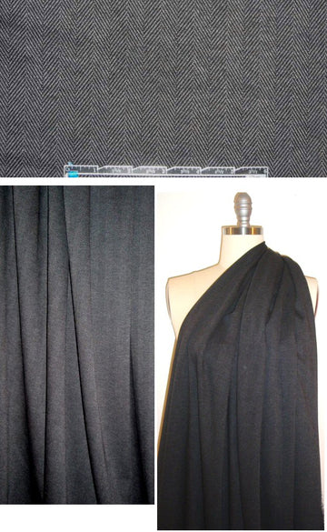 herringbone jacquard doubleknit - black/gray .875 yds