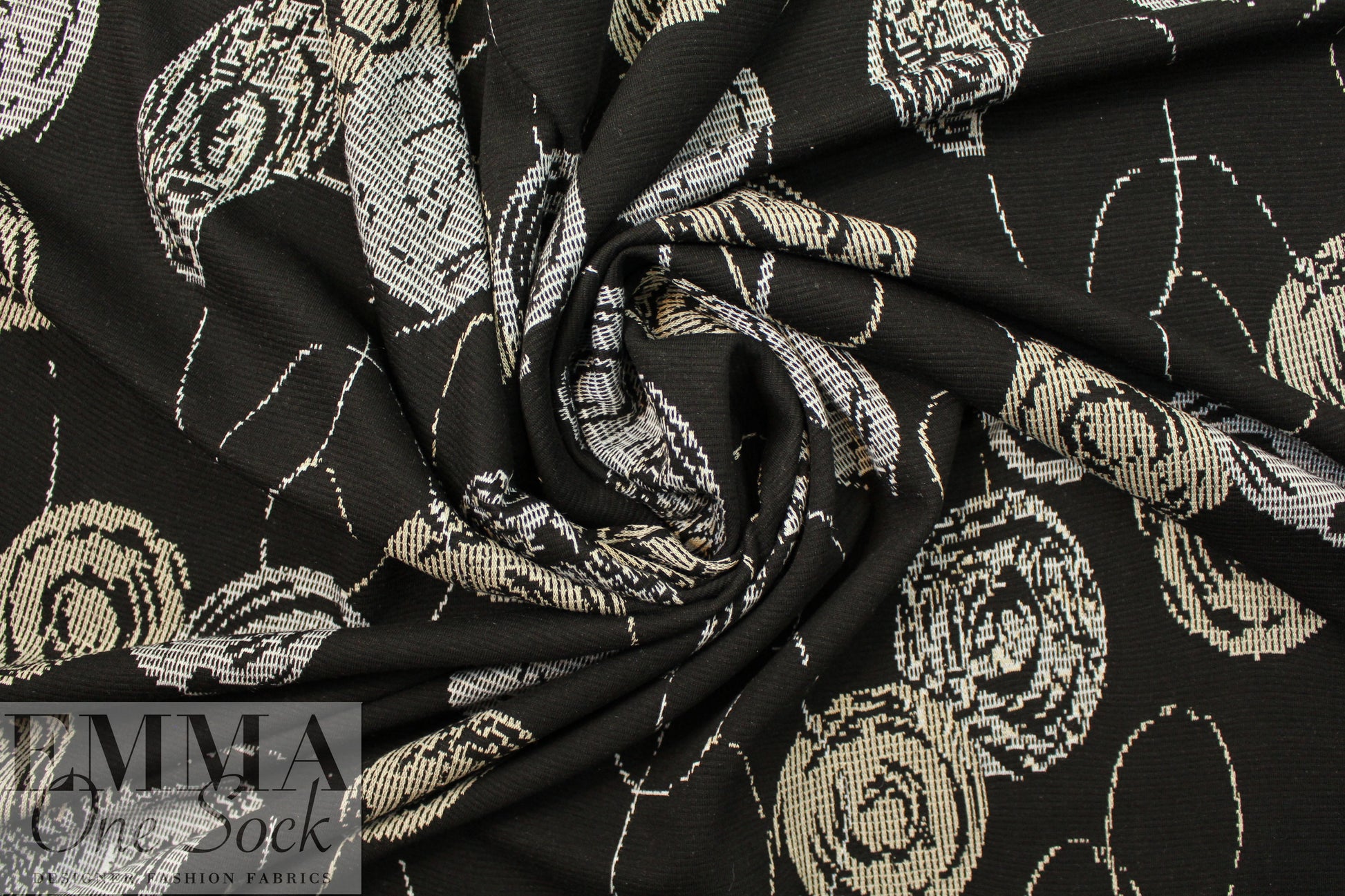 designer yarn dye jacquard knit - rosettes