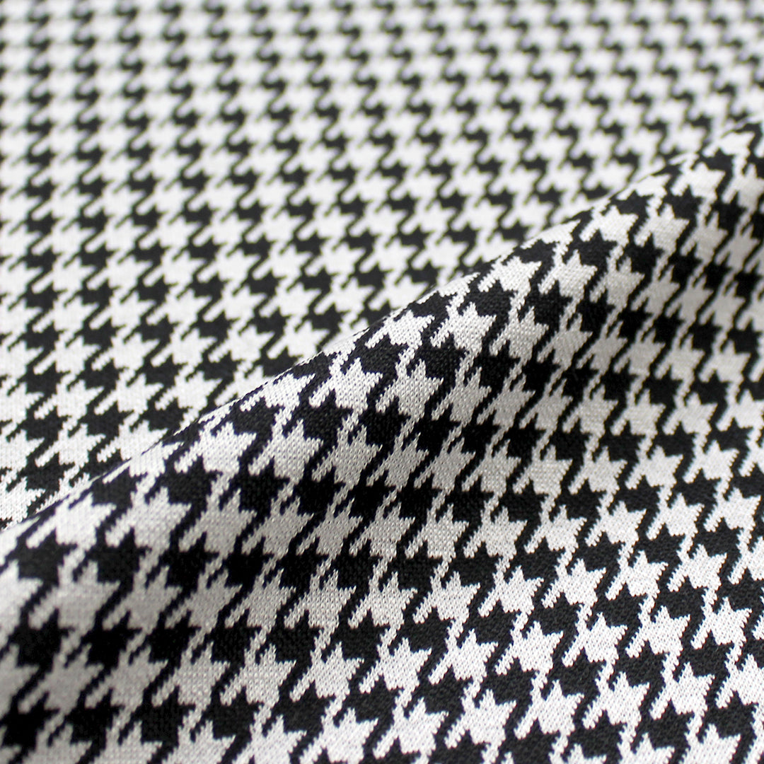 yarn-dyed cotton blend houndstooth jacquard knit - black/white