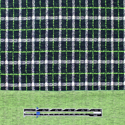 Italian yarn dyed plaid jacquard knit - electric lime/midnight