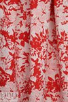 NY designer red/white textured floral doubleknit jacquard 1.625 yd