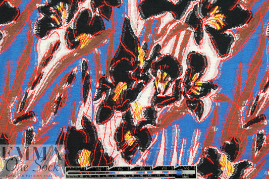 famous designer jacquard knit - red/blue floral
