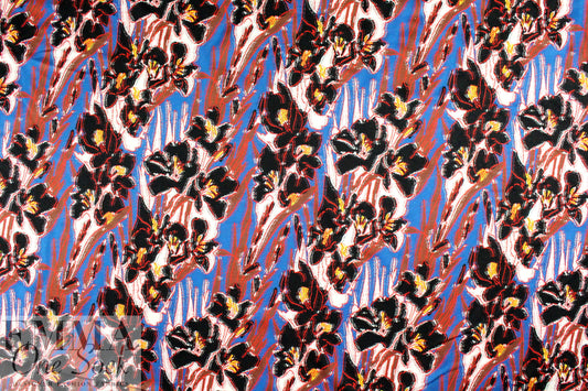 famous designer jacquard knit - red/blue floral