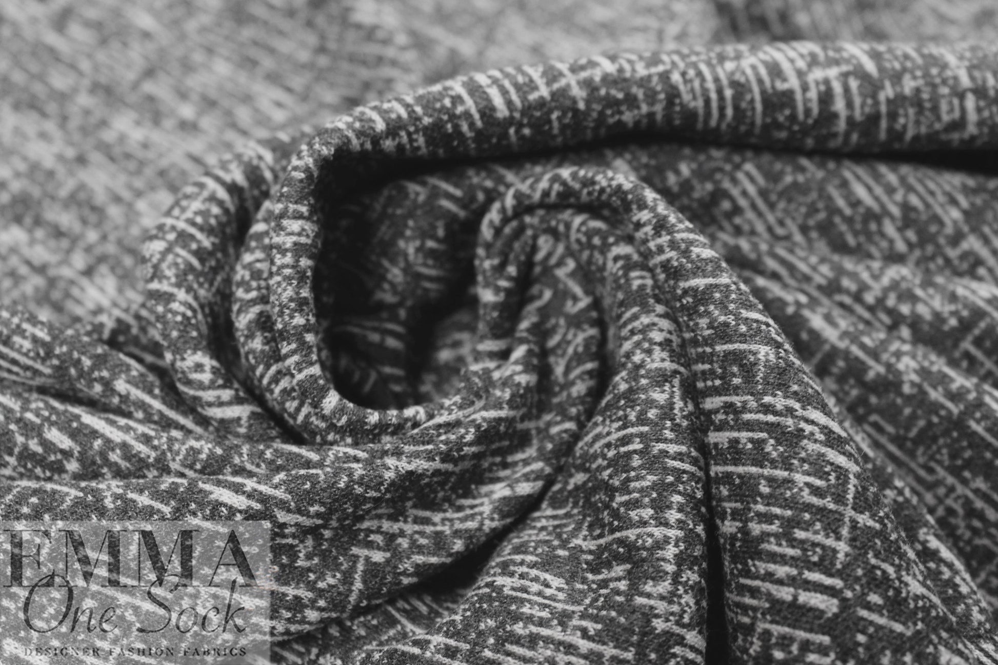 CA designer black/light gray hatchy yarn dye doubleknit .75 yds