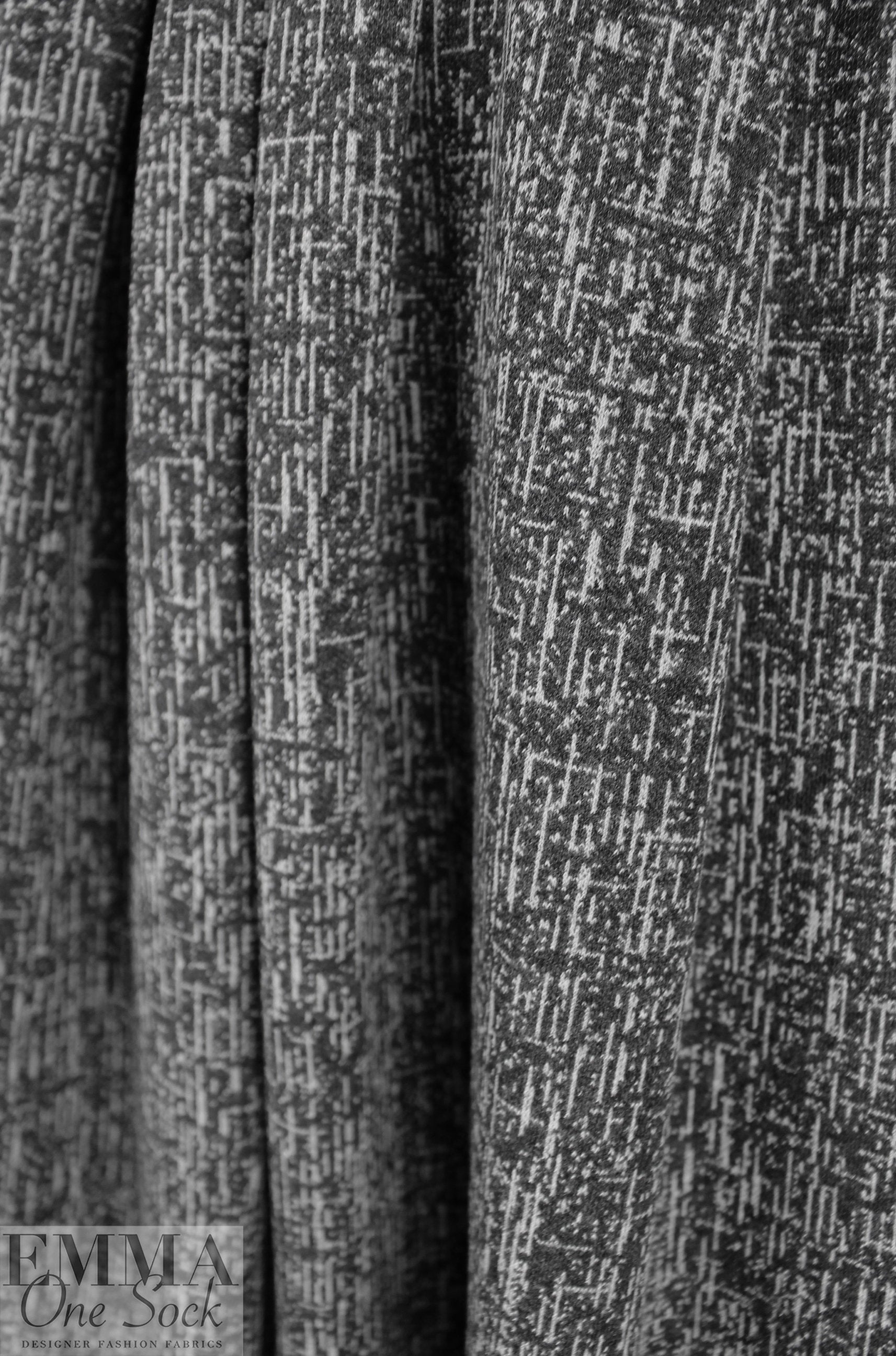 CA designer black/light gray hatchy yarn dye doubleknit .75 yds