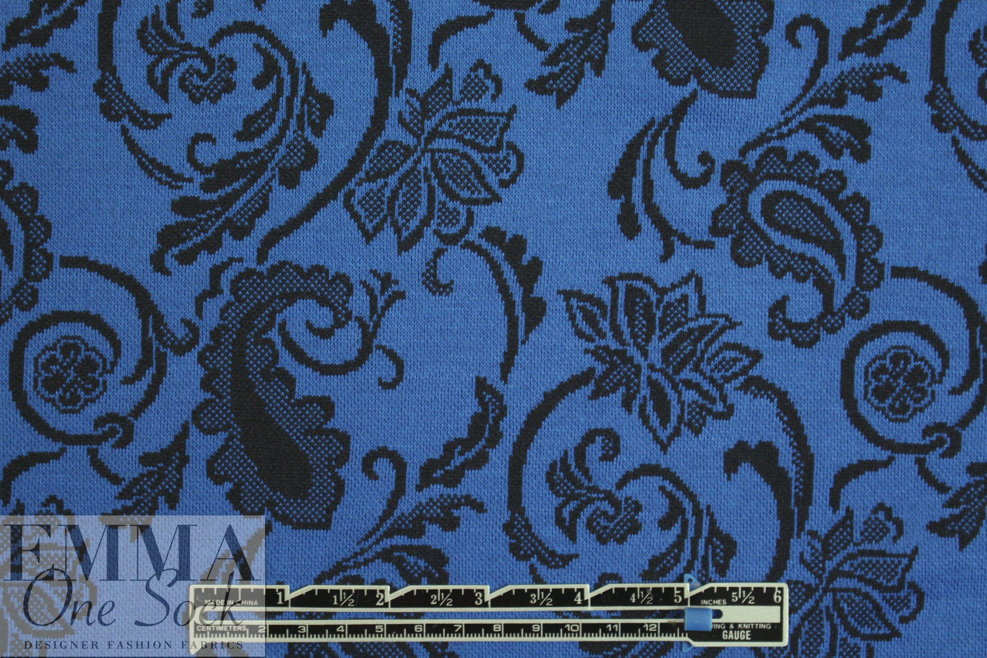 NY designer jacquard doubleknit - blue/black paisley