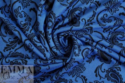 NY designer jacquard doubleknit - blue/black paisley