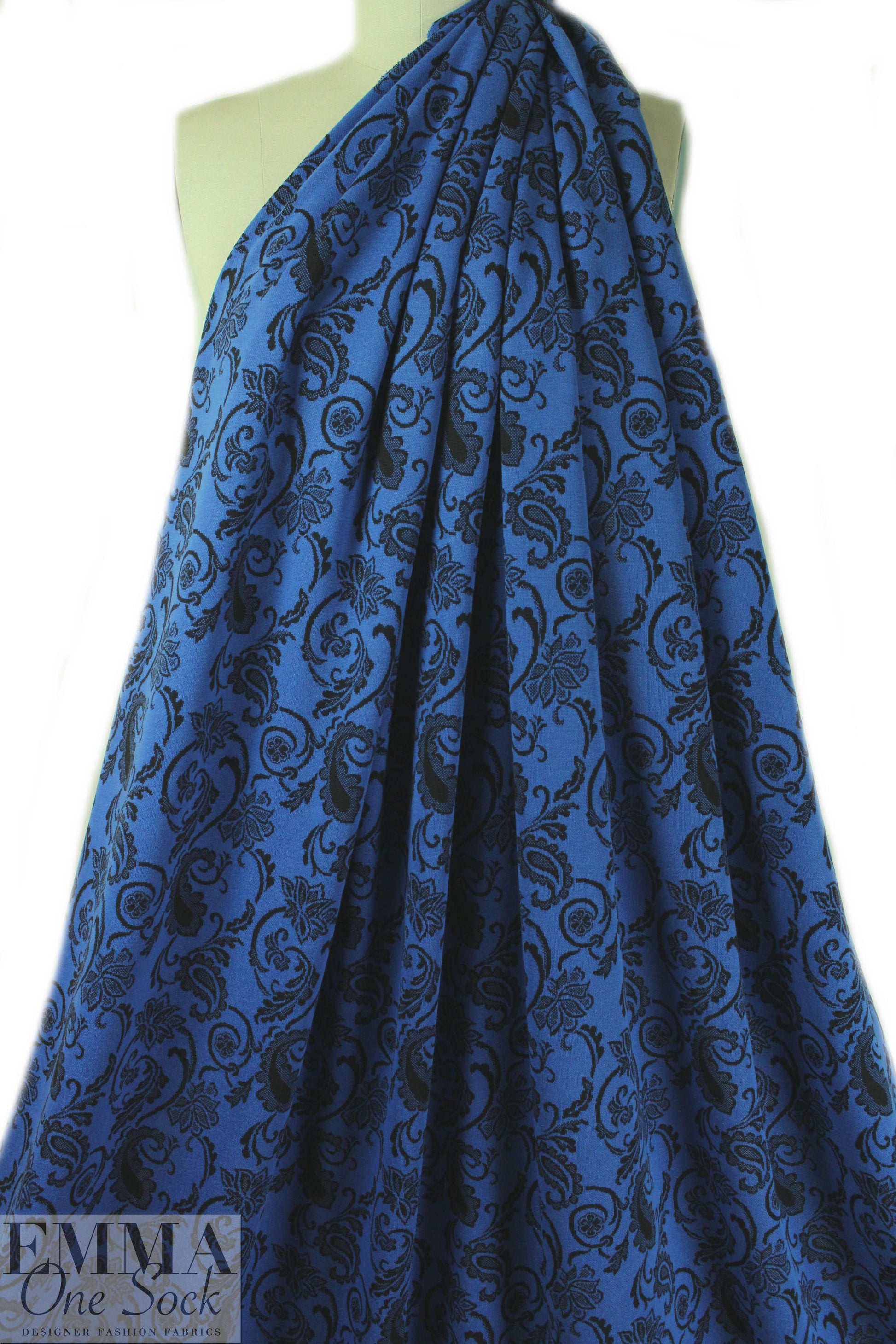 NY designer jacquard doubleknit - blue/black paisley