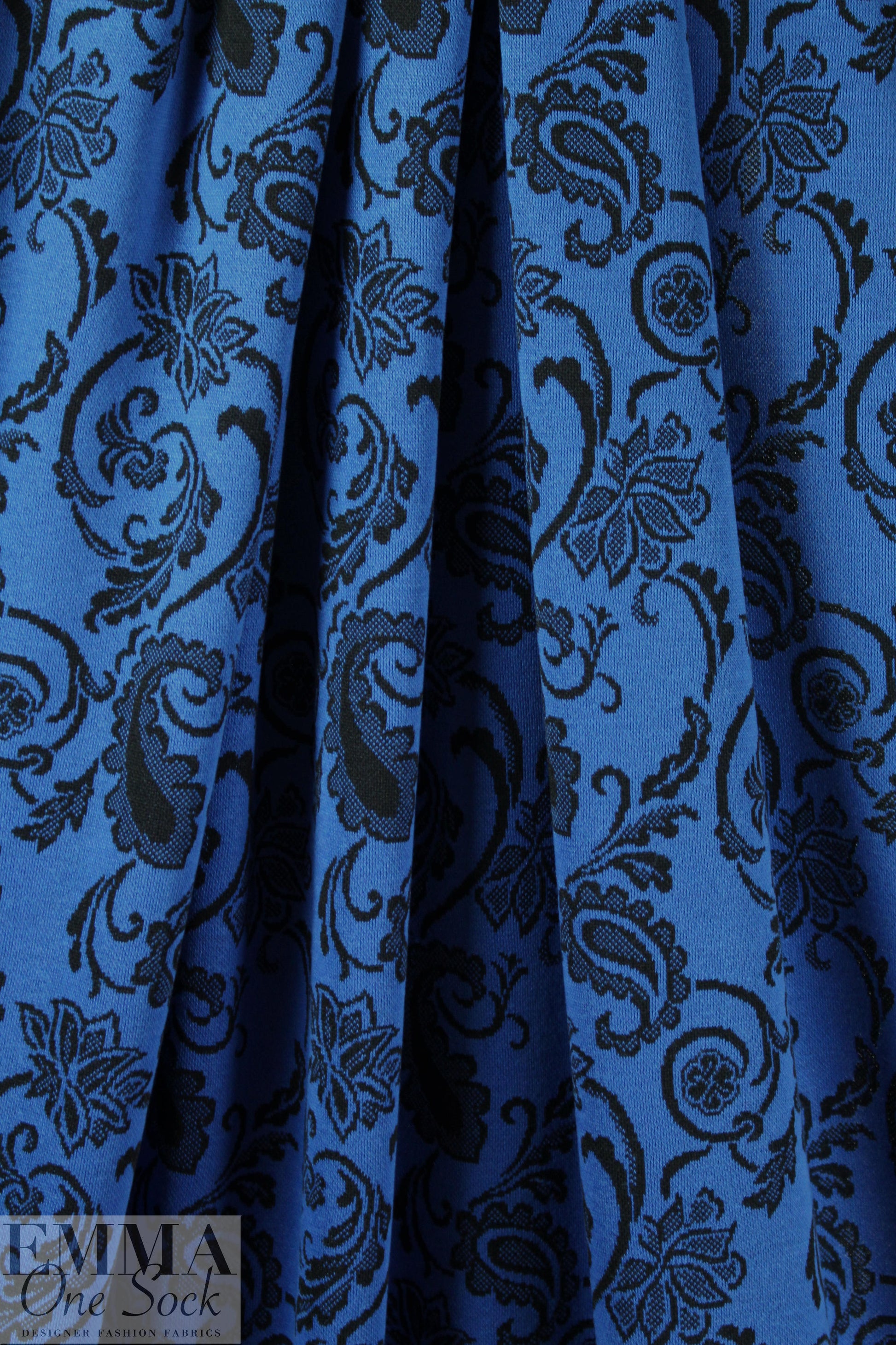 NY designer jacquard doubleknit - blue/black paisley
