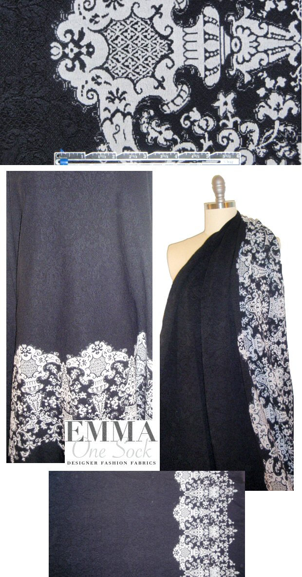 NY designer black/dove gray single border knit