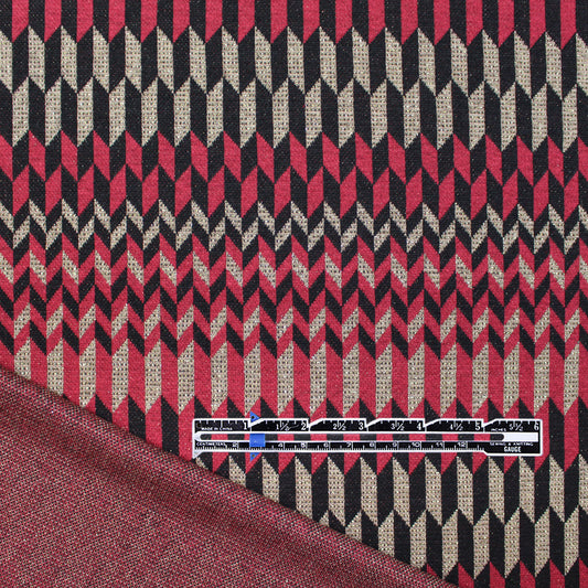 Italian 'chevron terrace' jacquard knit - berry/black/gold