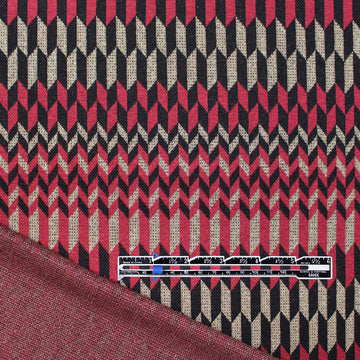 Italian 'chevron terrace' jacquard knit - berry/black/gold .875 yds