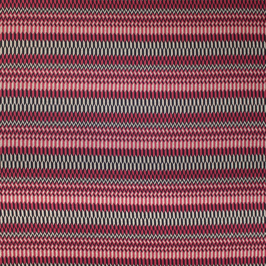 Italian 'chevron terrace' jacquard knit - berry/black/gold 2.5 yd