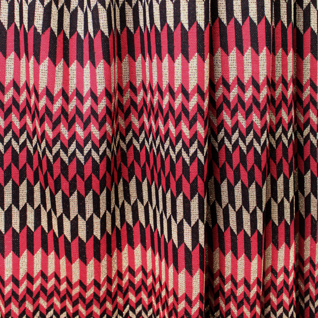 Italian 'chevron terrace' jacquard knit - berry/black/gold .875 yds