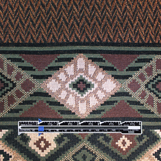 Italian yarn dyed 'copper chevrons' jacquard knit panel