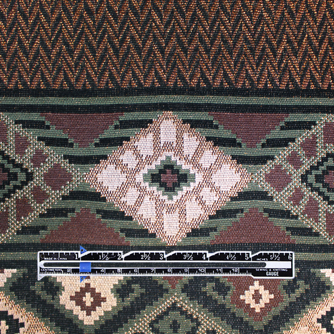 Italian yarn dyed 'copper chevrons' jacquard panel 1.375 yds - 1 Panel
