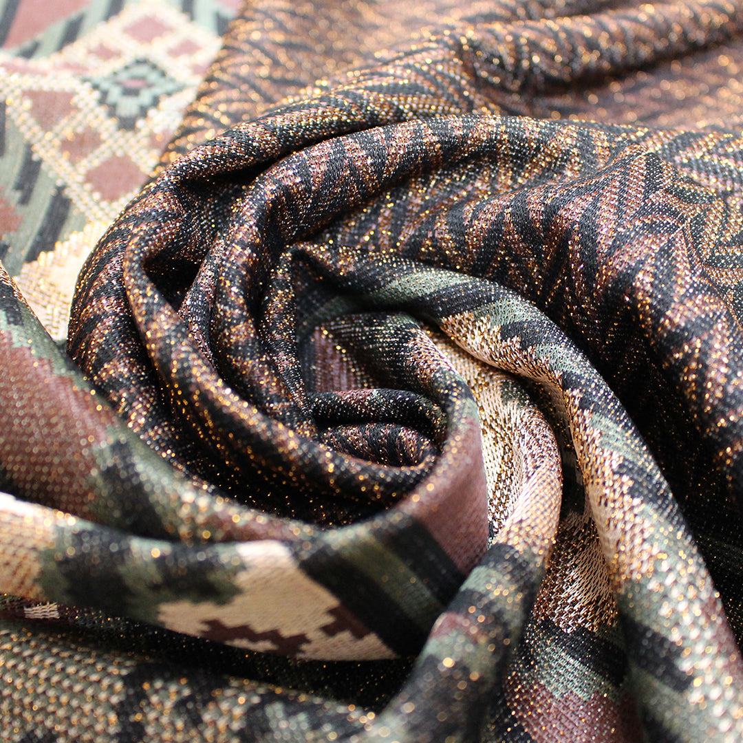 Italian yarn dyed 'copper chevrons' jacquard panel 1.375 yds - 1 Panel