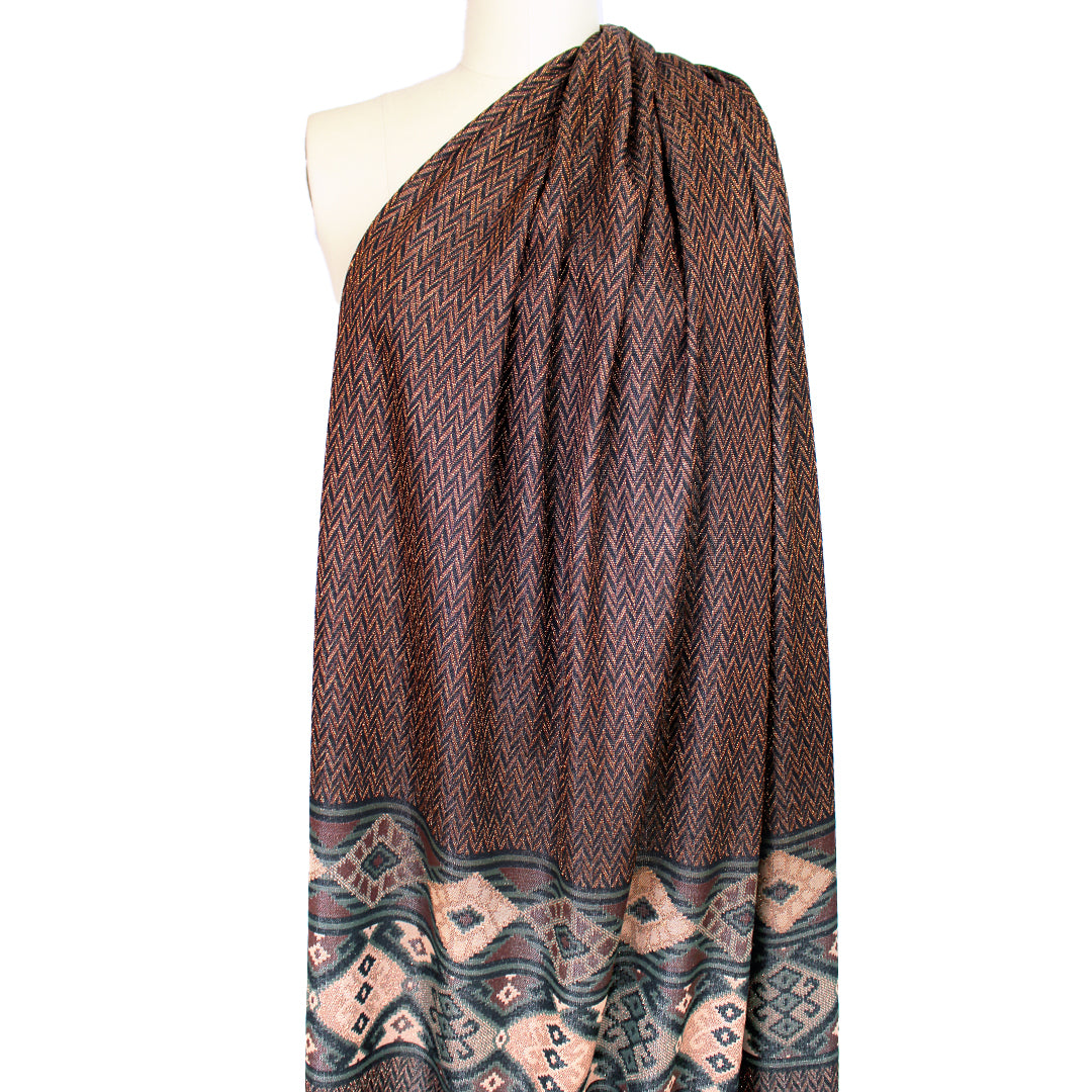 Italian yarn dyed 'copper chevrons' jacquard panel 1.375 yds - 1 Panel