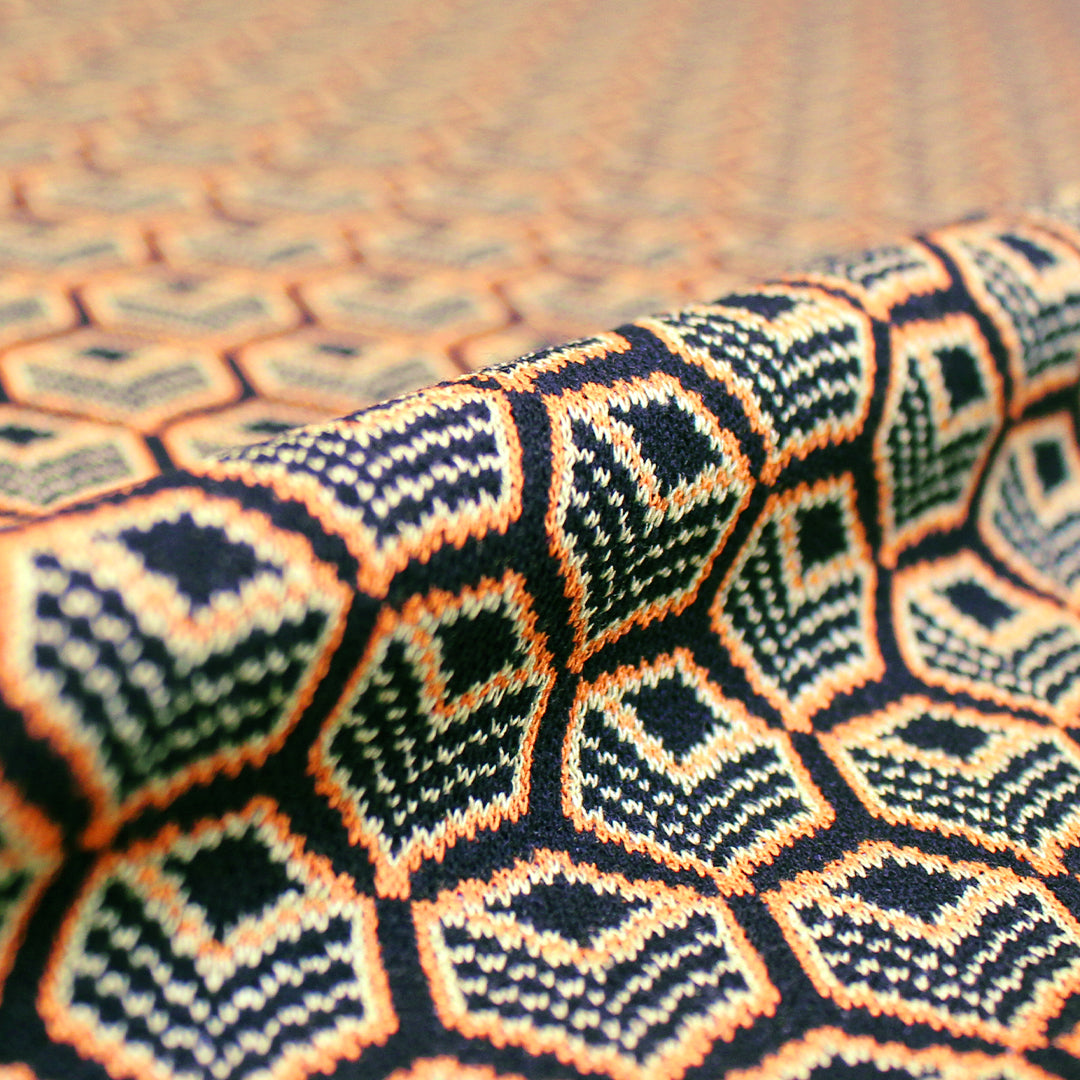 Italian yarn dyed honeycomb graphic jacquard knit  1.4 yds