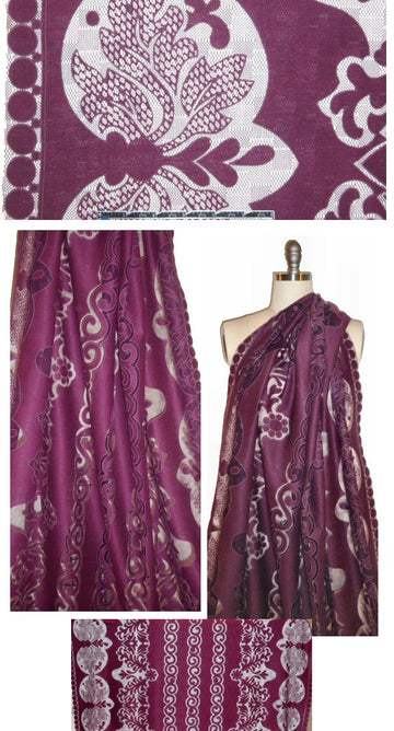 NY designer double border jacquard lace - magenta