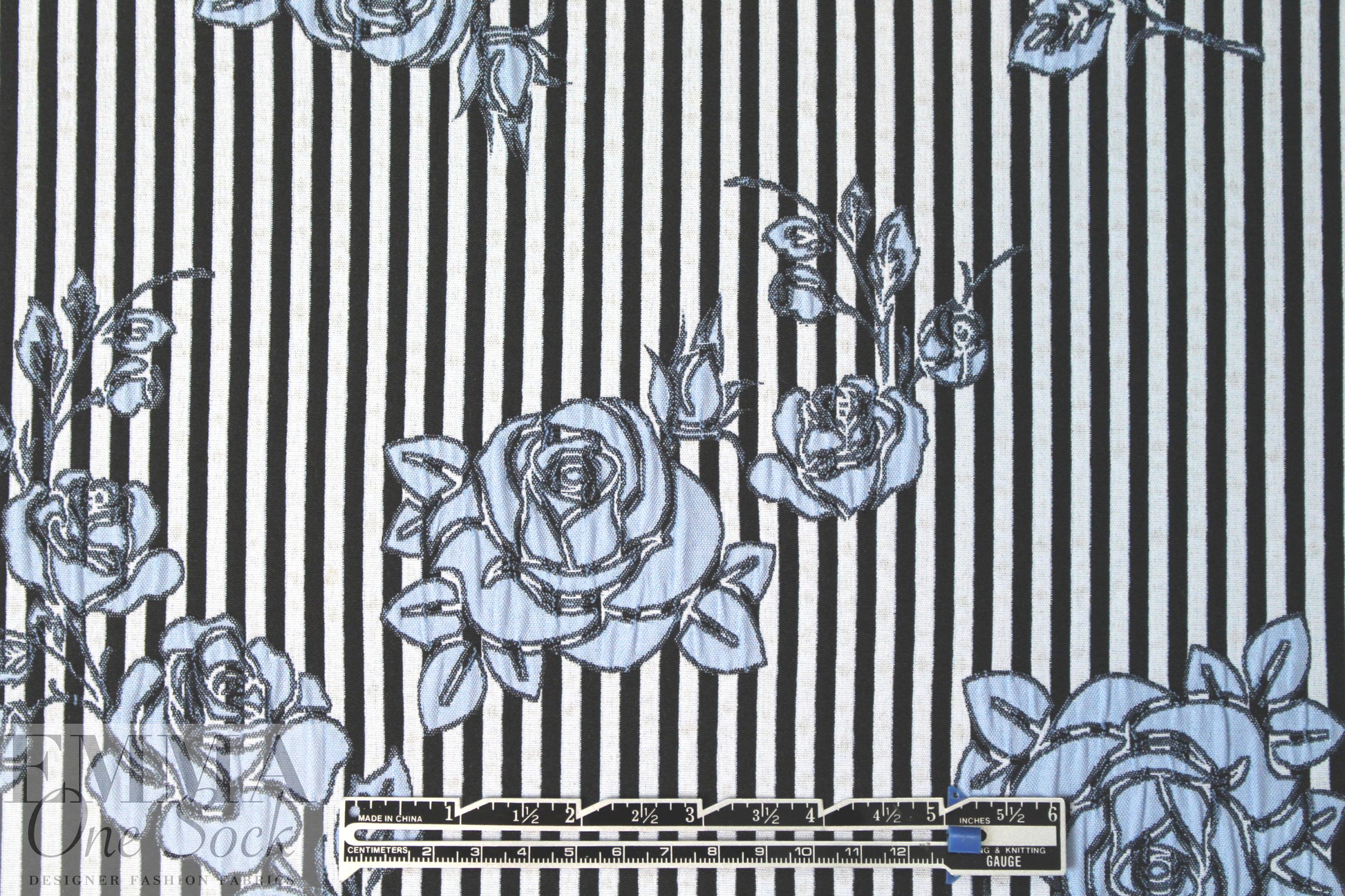 NY designer roses and stripes jacquard brocade