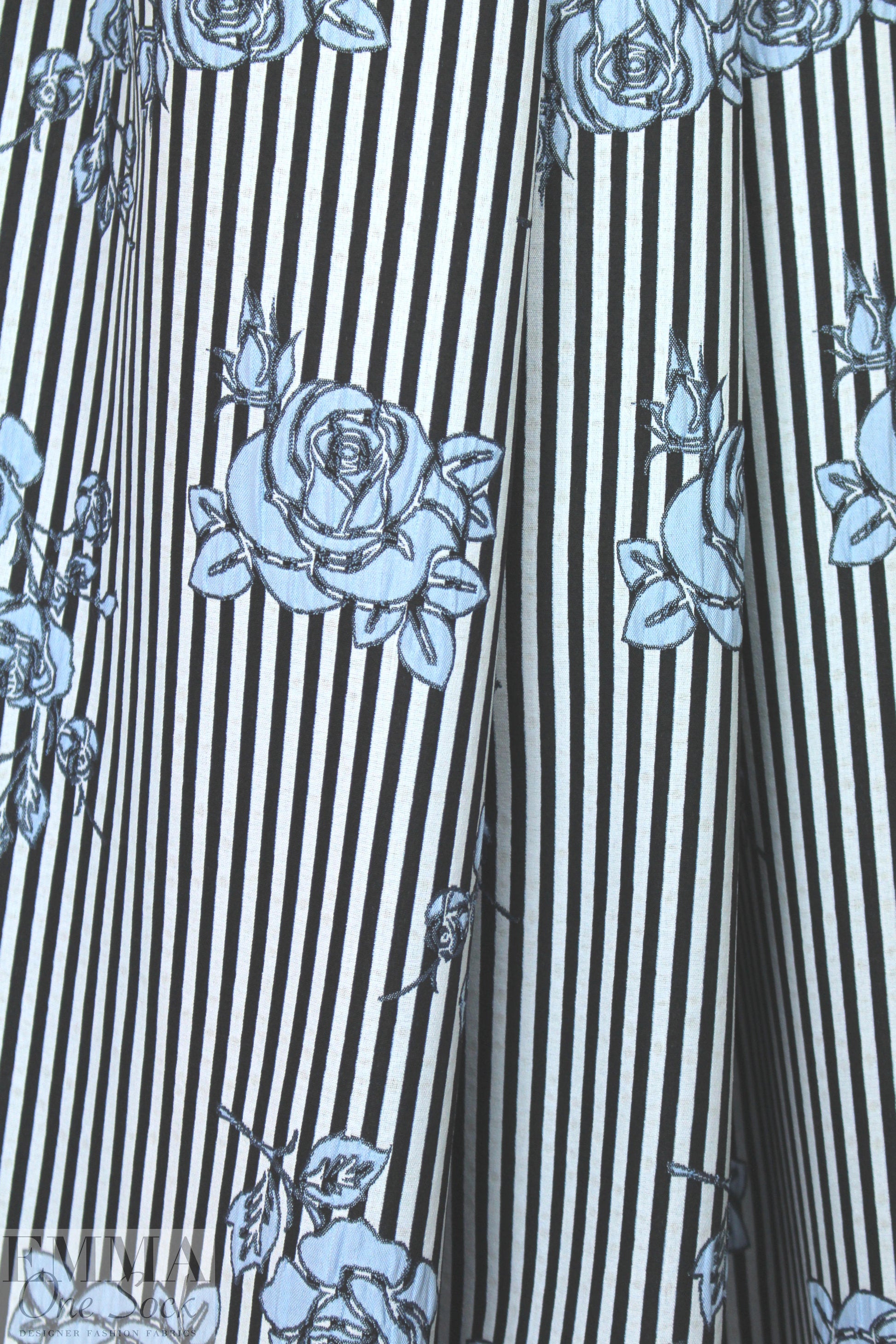 NY designer roses and stripes jacquard brocade