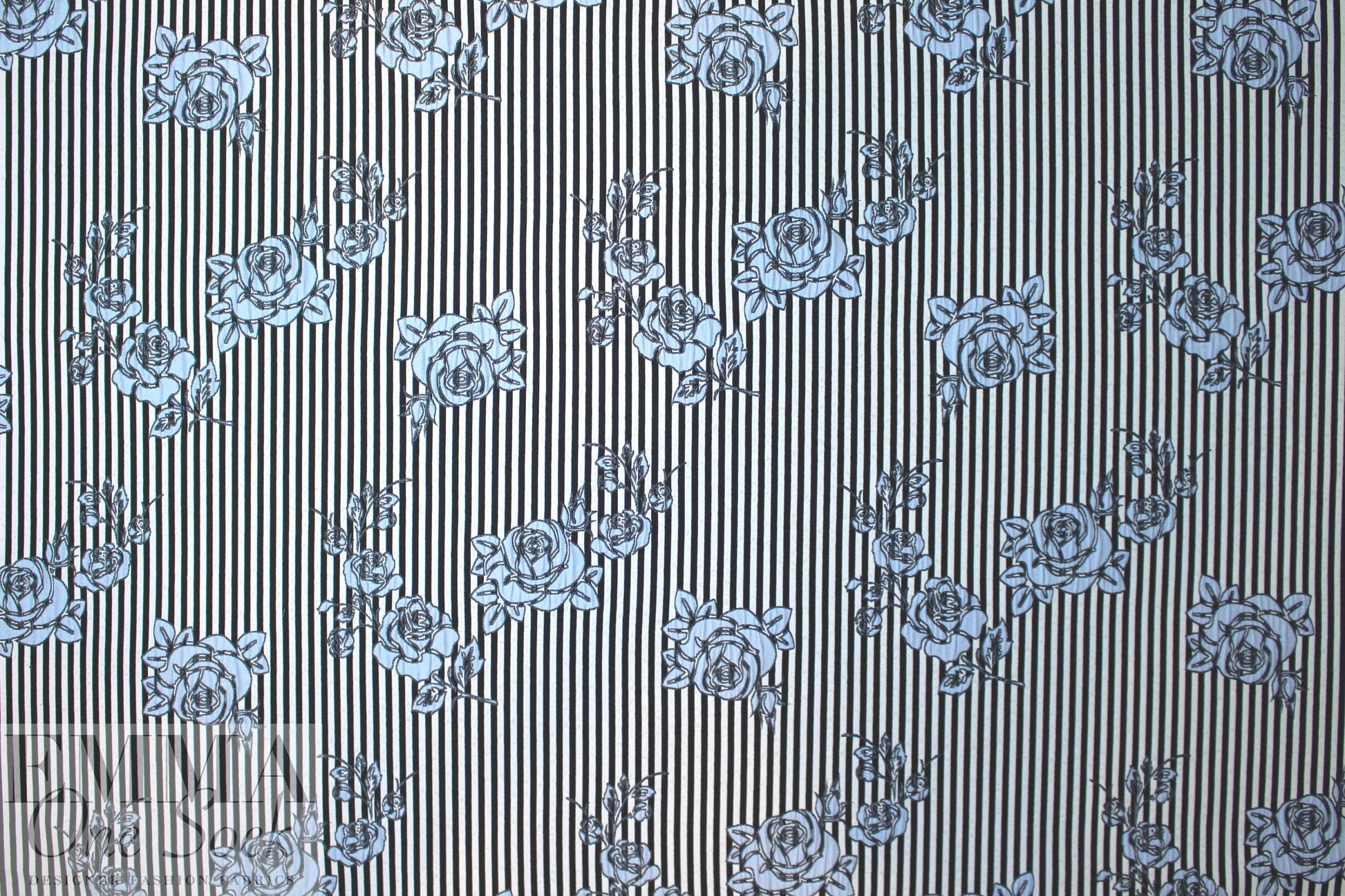 NY designer roses and stripes jacquard brocade