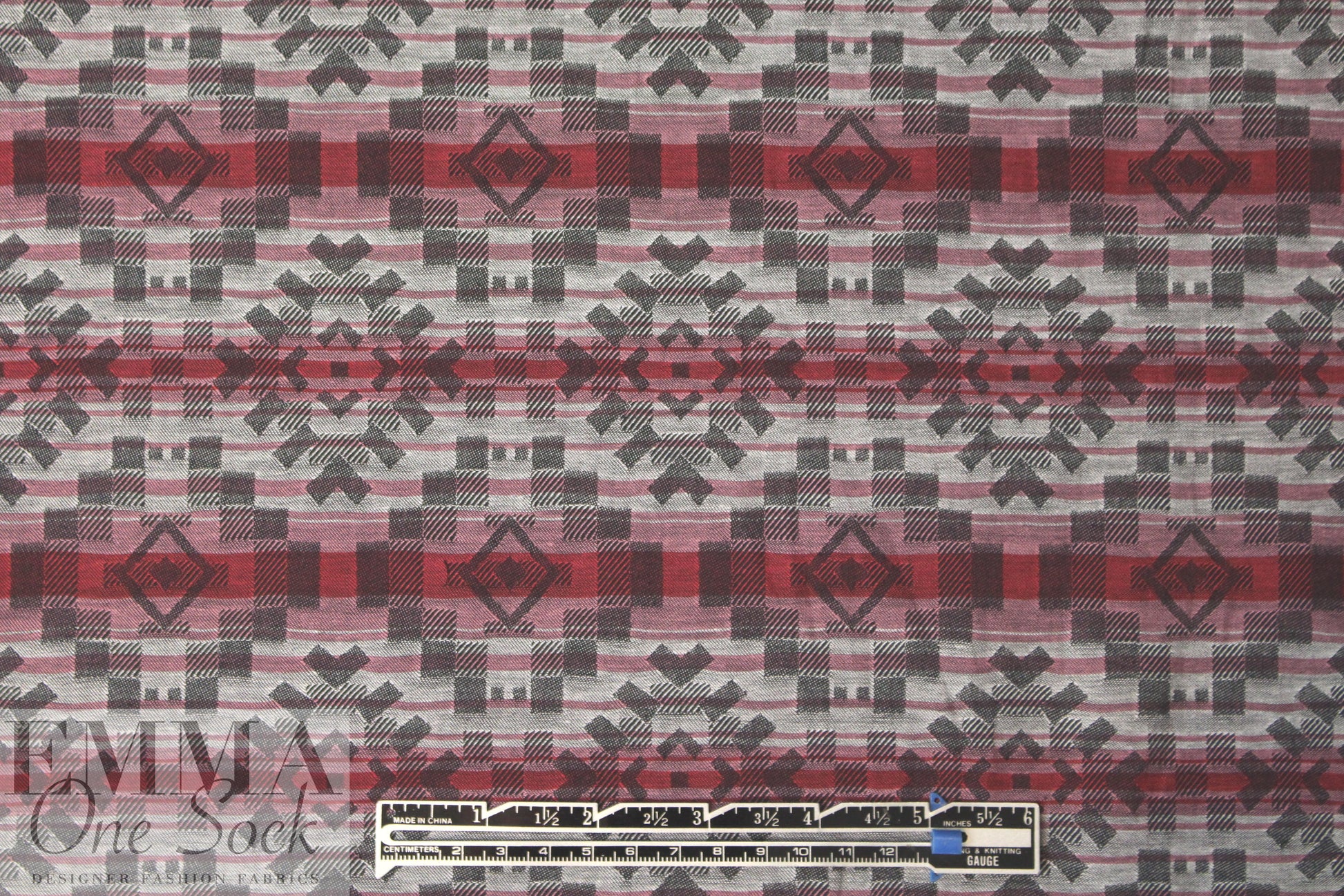 Italian claret/gray southwest graphic cotton jacquard