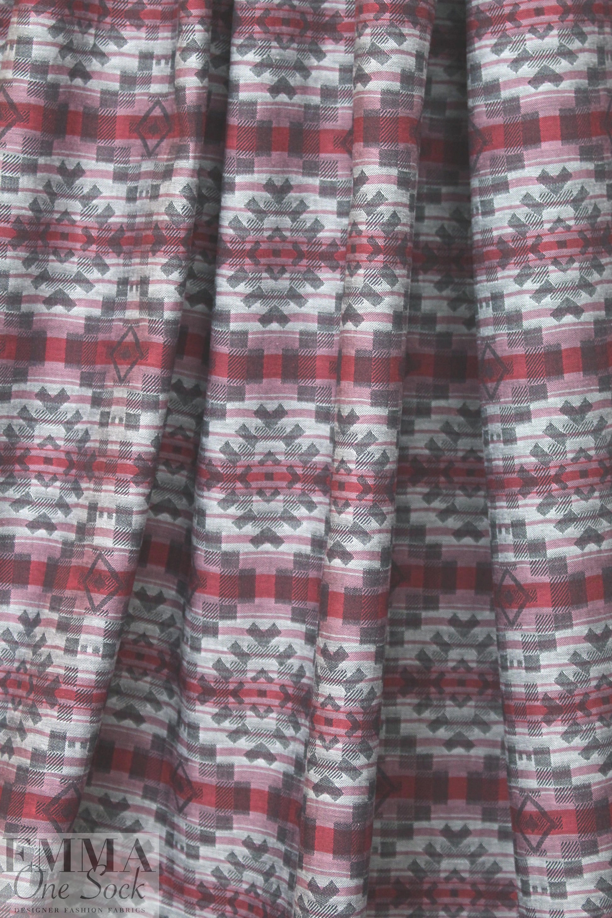 Italian claret/gray southwest graphic cotton jacquard 1.875 yds