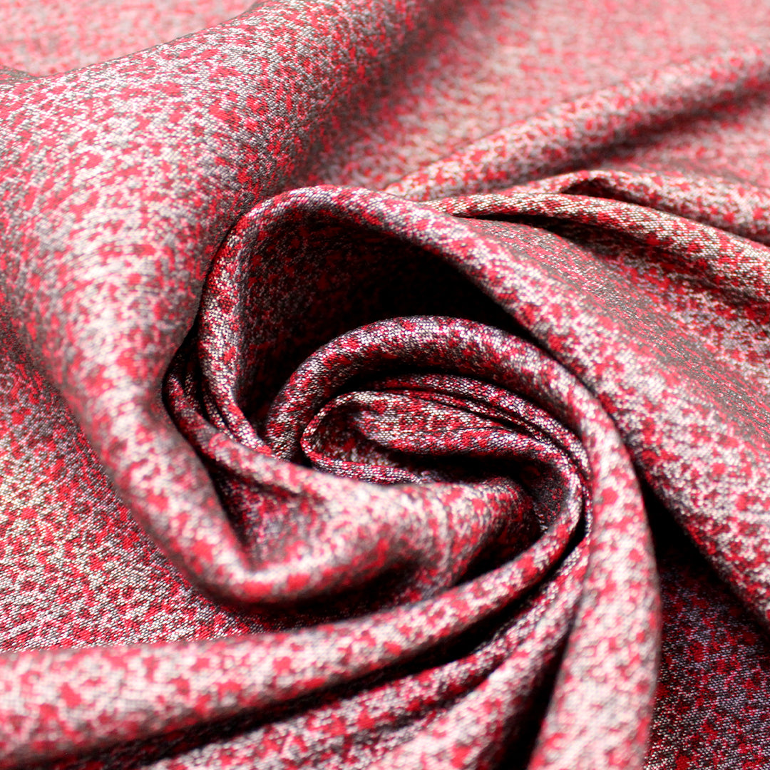 Italian mottled bengaline jacquard suiting - red/black/silver gray 2.625 yds