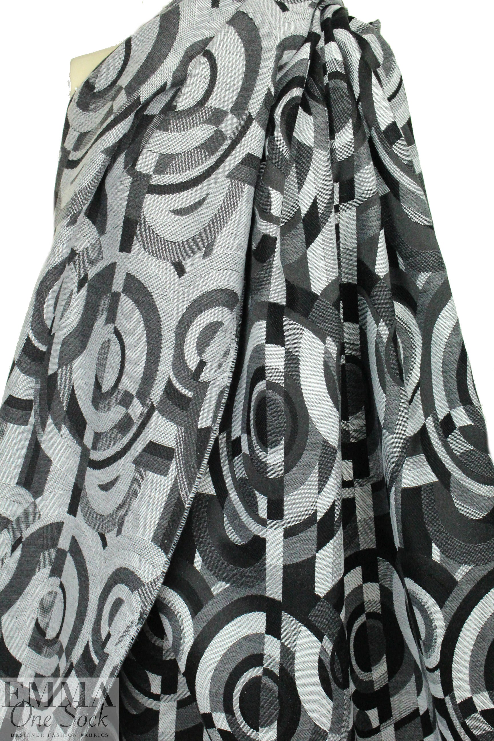 Italian 'cubist circles' jacquard suiting/coating