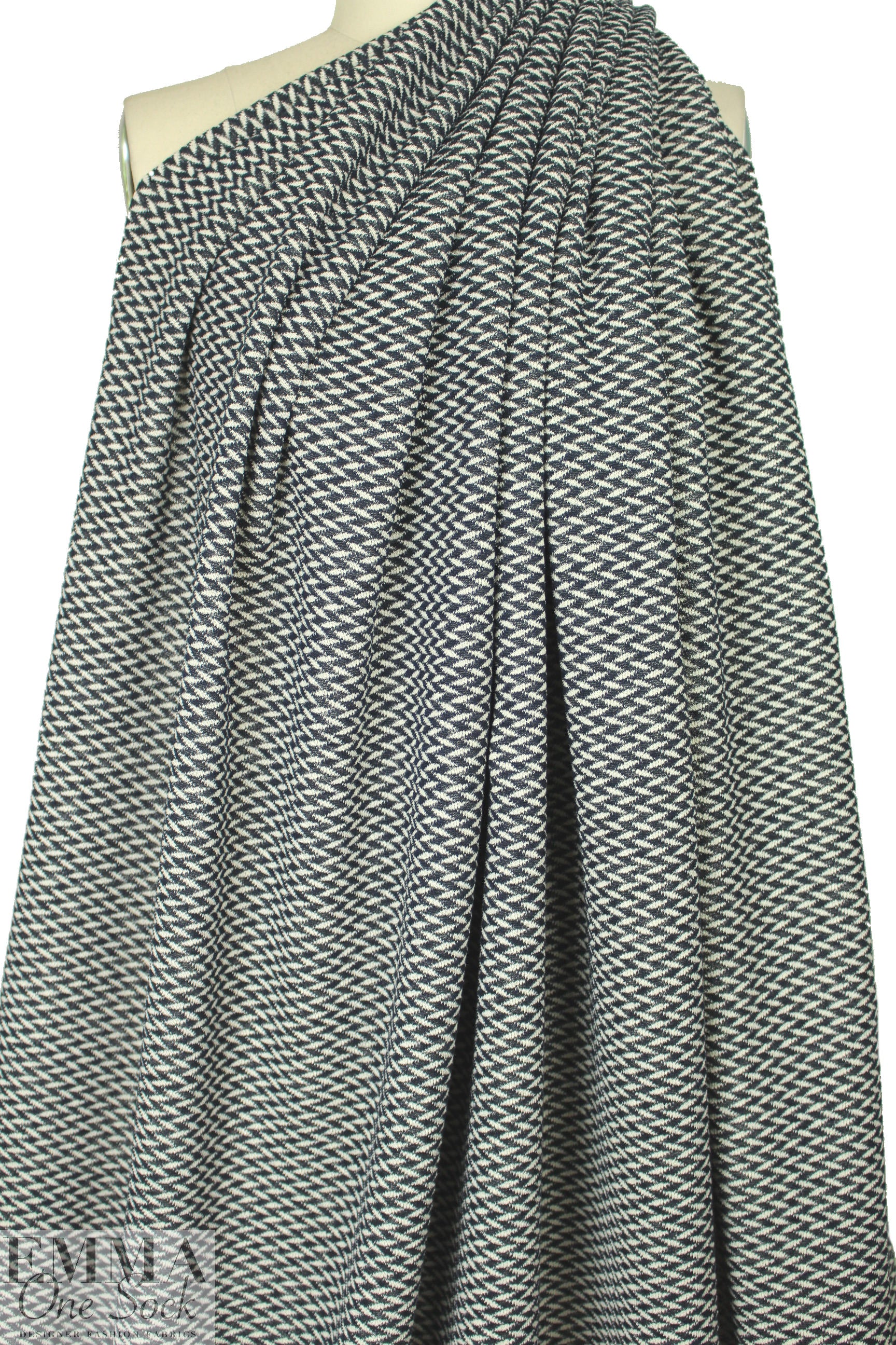 The0ry blue/natural graphic all-cotton sweater knit .875 yds