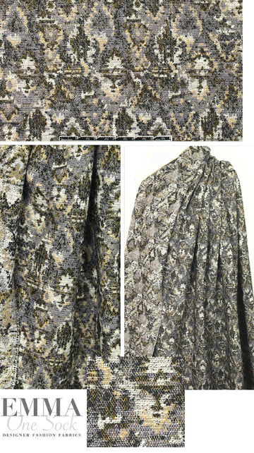 Italian tapestry jacquard suiting - earth/lav-gray