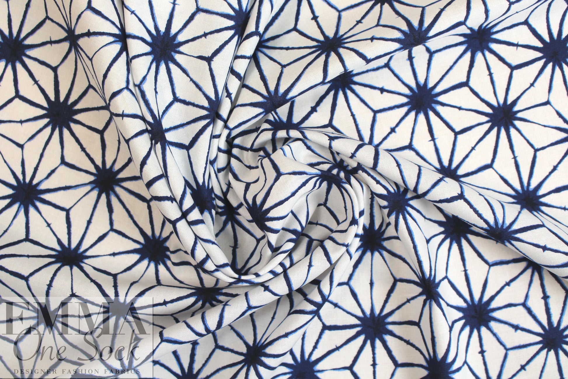 shirting designer Japanese indigo star print cotton poplin 1.25 yds