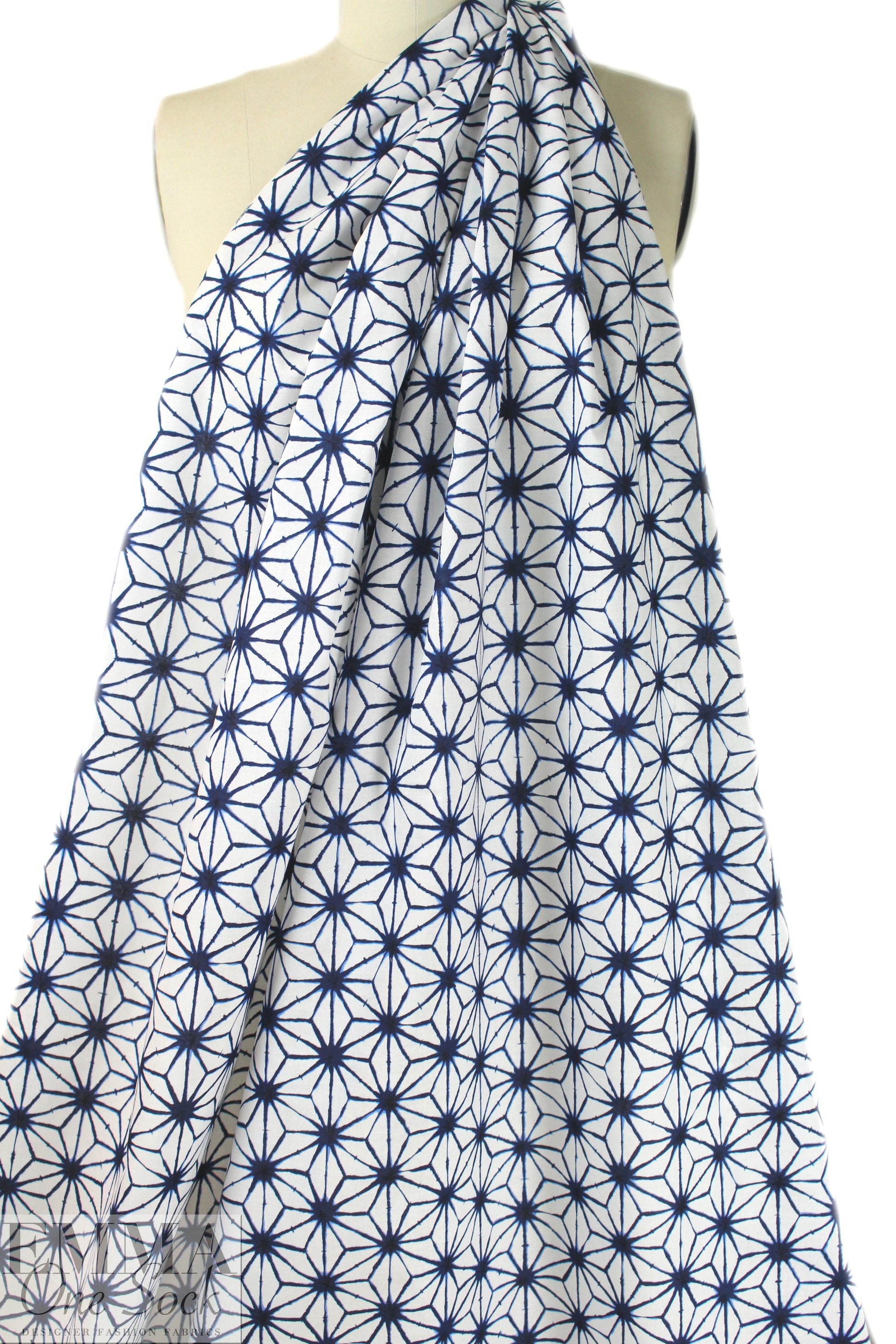 shirting designer Japanese indigo star print cotton poplin 1.66 yd