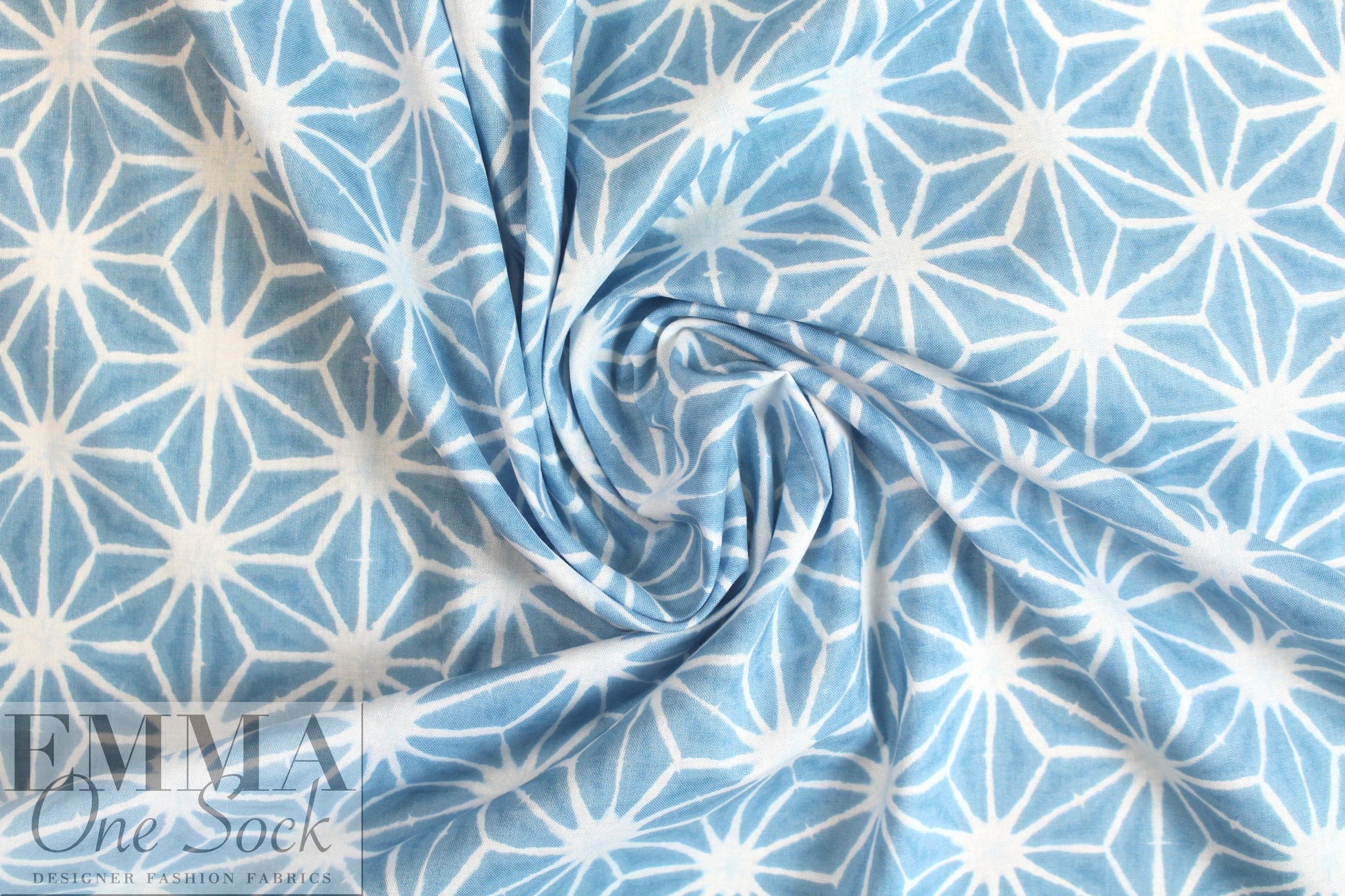 NY designer Japanese dusty blue star print cotton poplin