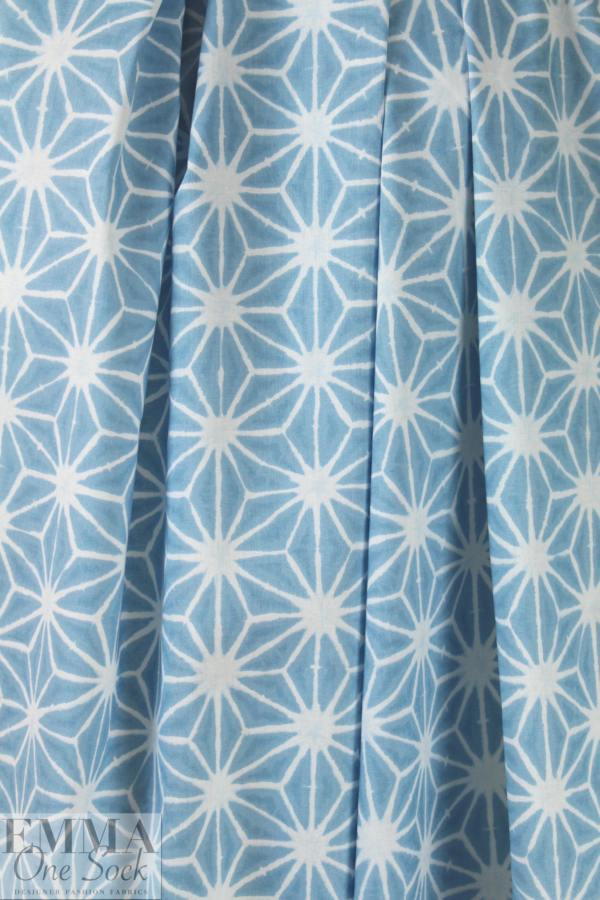 NY designer Japanese dusty blue star print cotton poplin