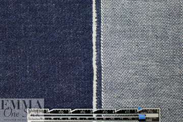Japanese dk. blue vertical stretch textured denim