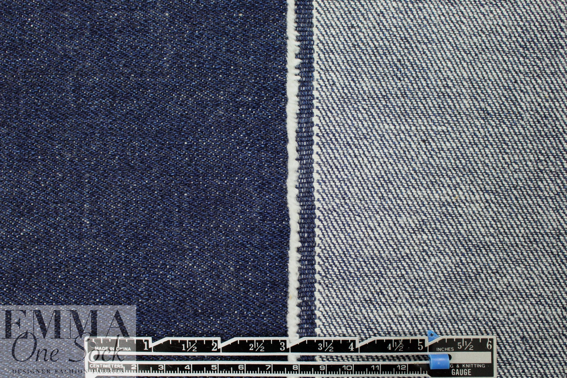 Japanese dk. blue vertical stretch textured denim 1.25 yds