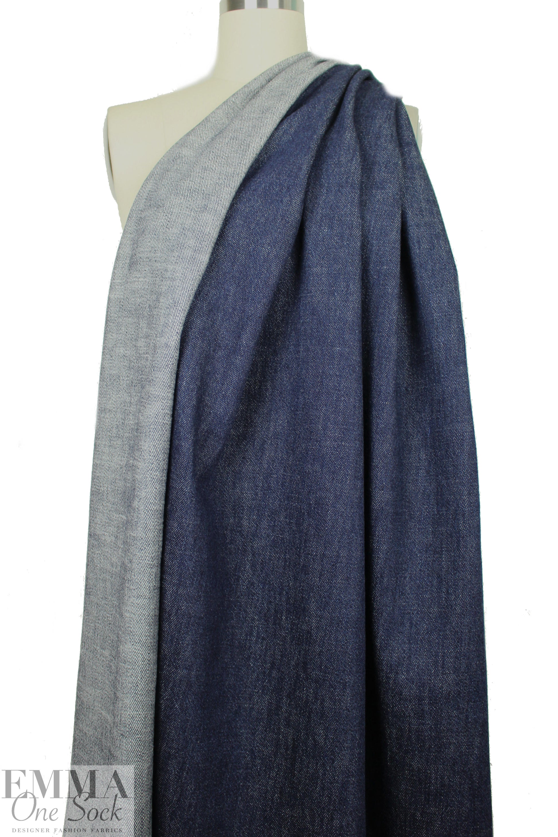 Japanese dk. blue vertical stretch textured denim